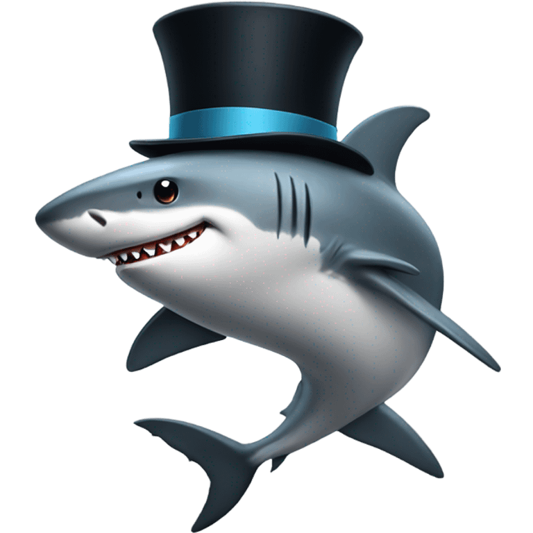 Shark with a top hat emoji