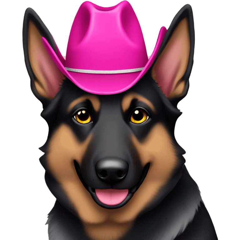 Dark German shepherd pink cowboy hat emoji