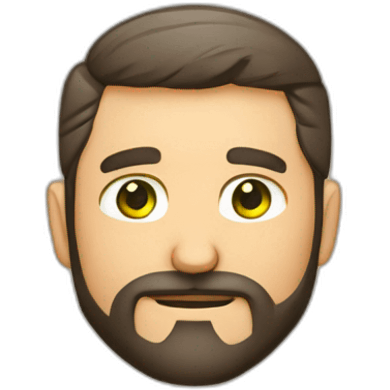 Hombre 40 años ojos verdes media barba canosa calvo nariz fina emoji