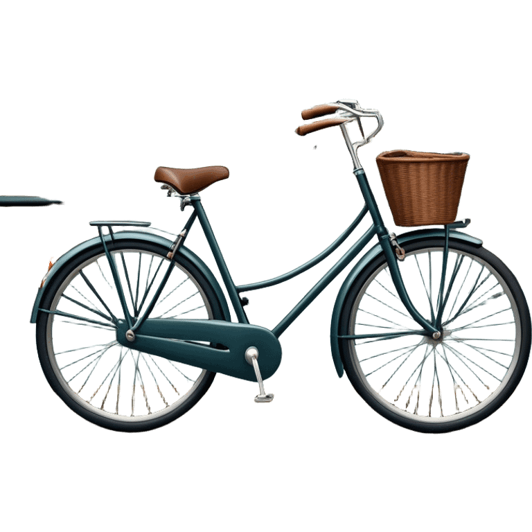 Cinematic Realistic image of a classic Dutch bicycle, rendered with sleek design details and finely textured components, set against an urban canal scene with soft, diffused daylight emoji