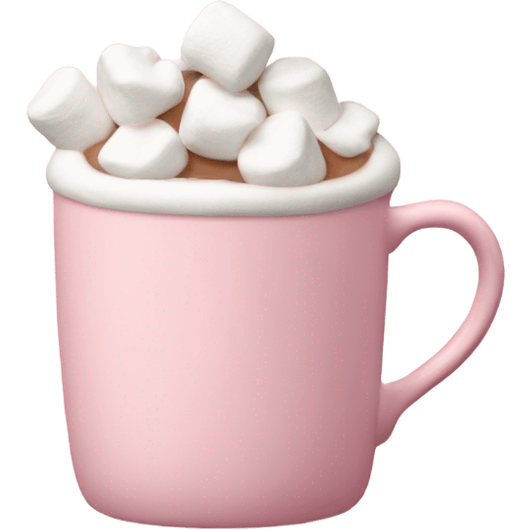 Light Pink mug of hot chocolate with marshmallows  emoji