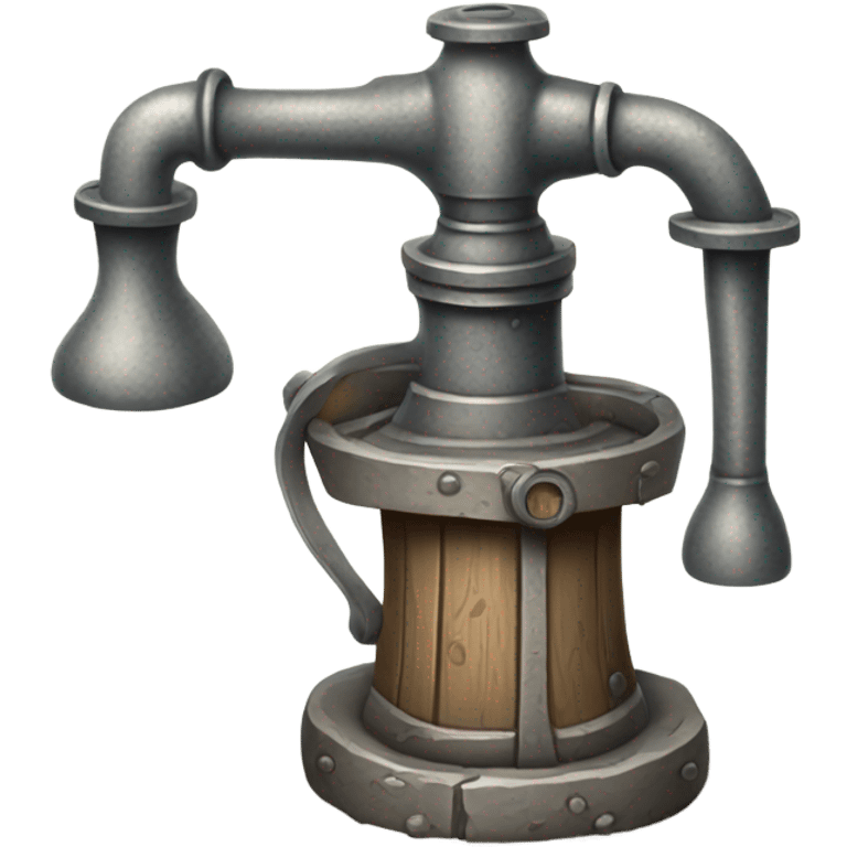 Antique Hand Water Pump, fineline, no background, game object, cartoony emoji