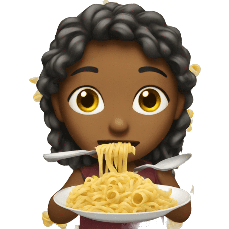 Girl eating so so so much pasta  emoji