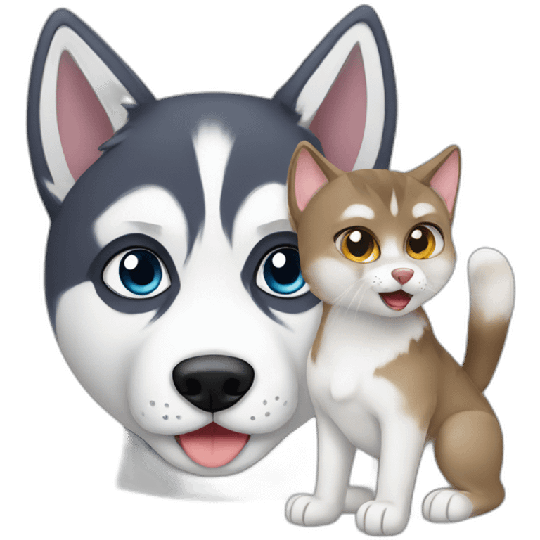 Husky with cat emoji