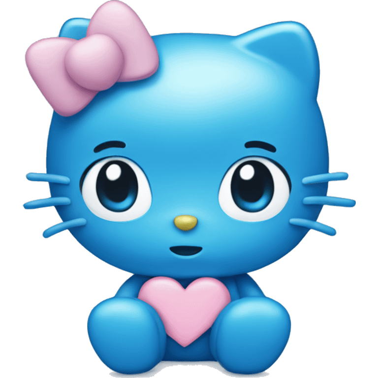 Blue hello kitty with a blue pastel heart emoji