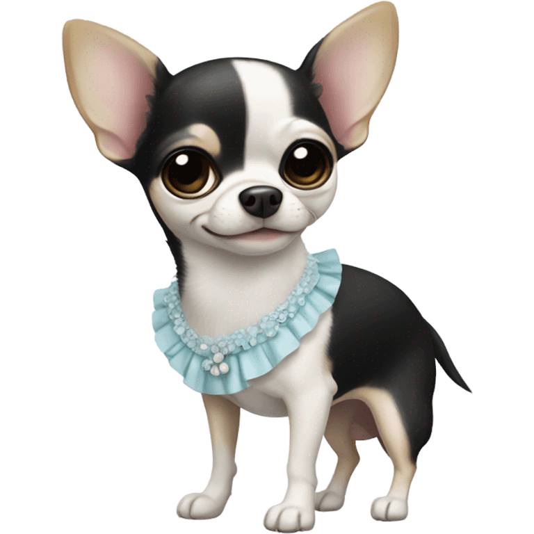 Black and white Chihuahua wearing dress emoji