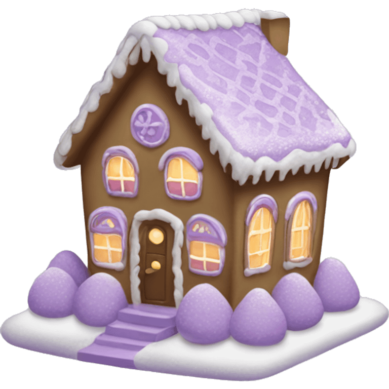 Cosy light purple gingerbread house  emoji