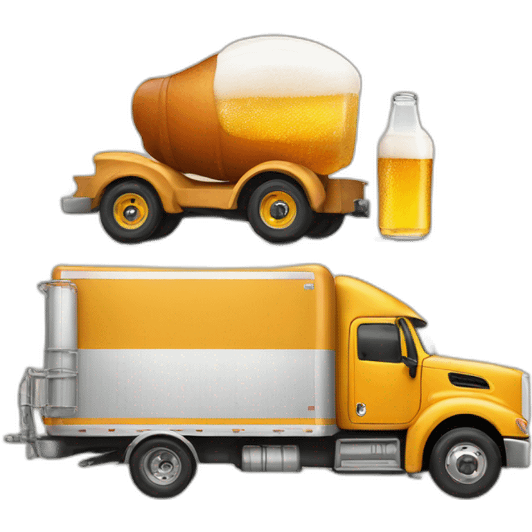 a truck with a trailer that looks like a beer emoji