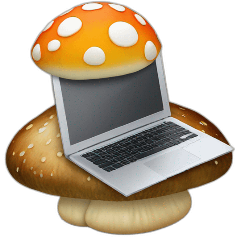 laptop on top of a mushroom emoji