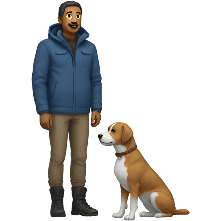 Man with dog in snow emoji