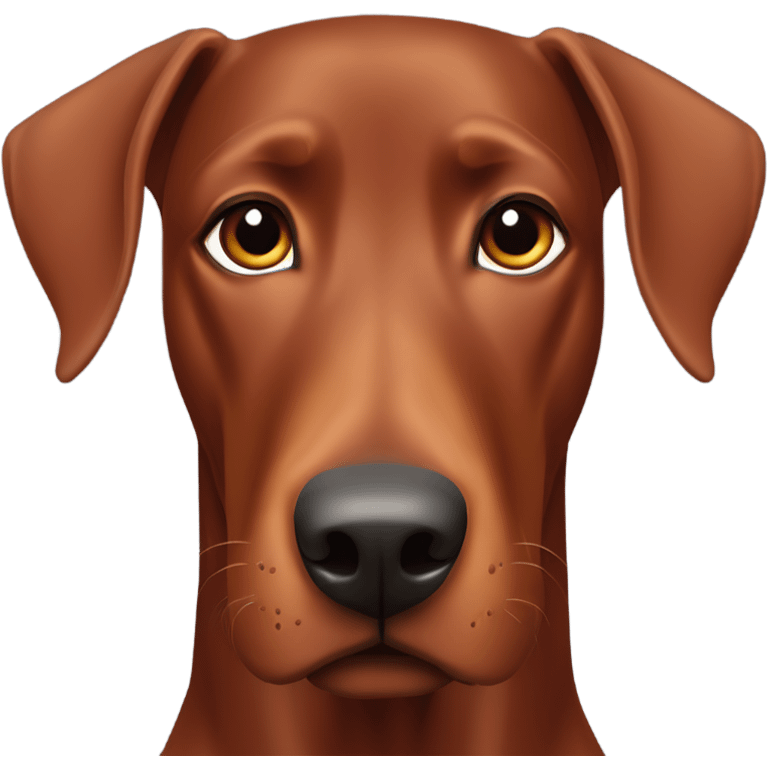 Red Doberman without cropped ears face facing front happy eyes emoji