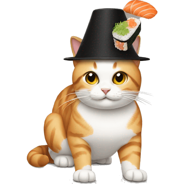 cat wearing sushi as a hat emoji