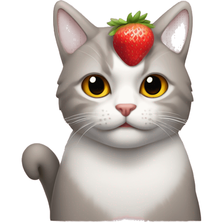 Gato con disfraz de fresa emoji