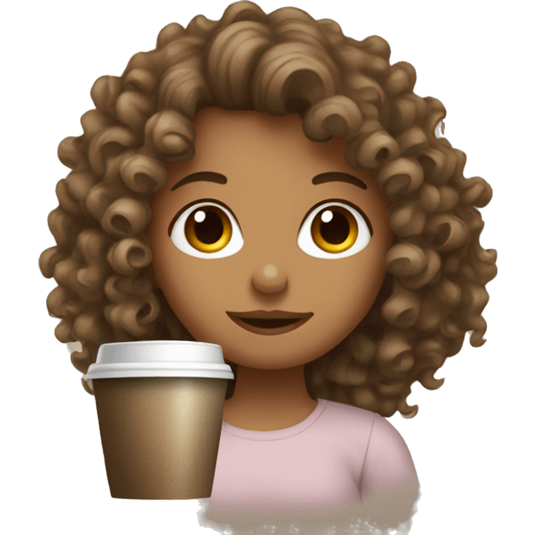 a curly haired bronde girl that drinks coffee emoji