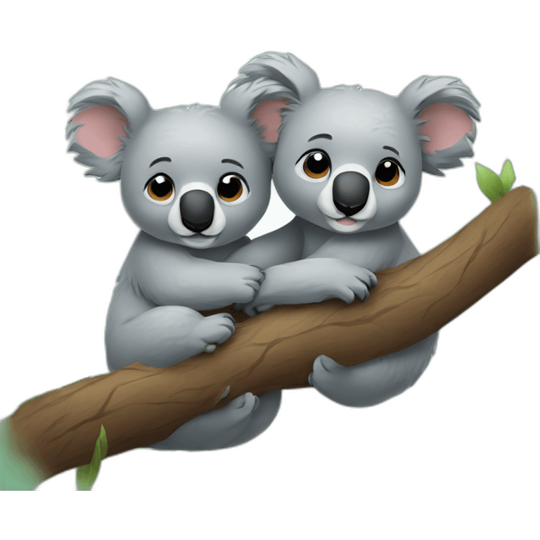 Two cuddling koalas happy sleepy emoji