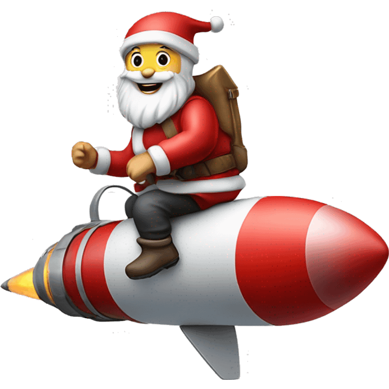 santa claus ridding a rocket emoji