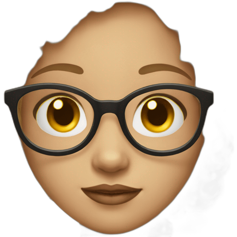 a girl with oval shape with round glasses and light makeup. emoji