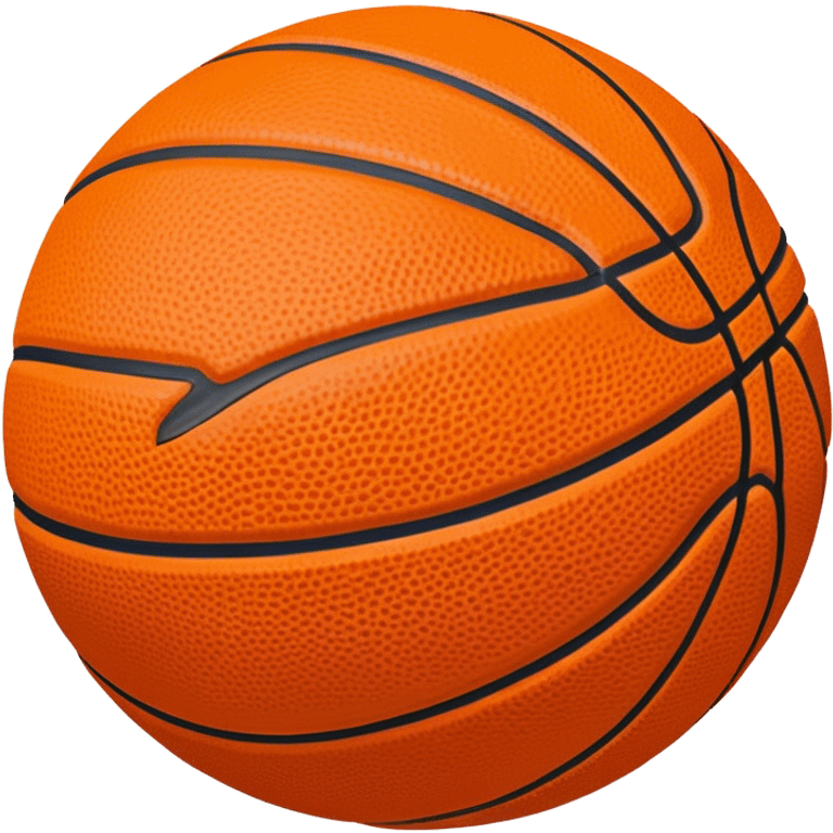 Cinematic Realistic image of a basketball rendered in vivid orange with a pebbled surface texture and crisp stitching details, set against a high-contrast backdrop that highlights its dynamic, sporty essence emoji