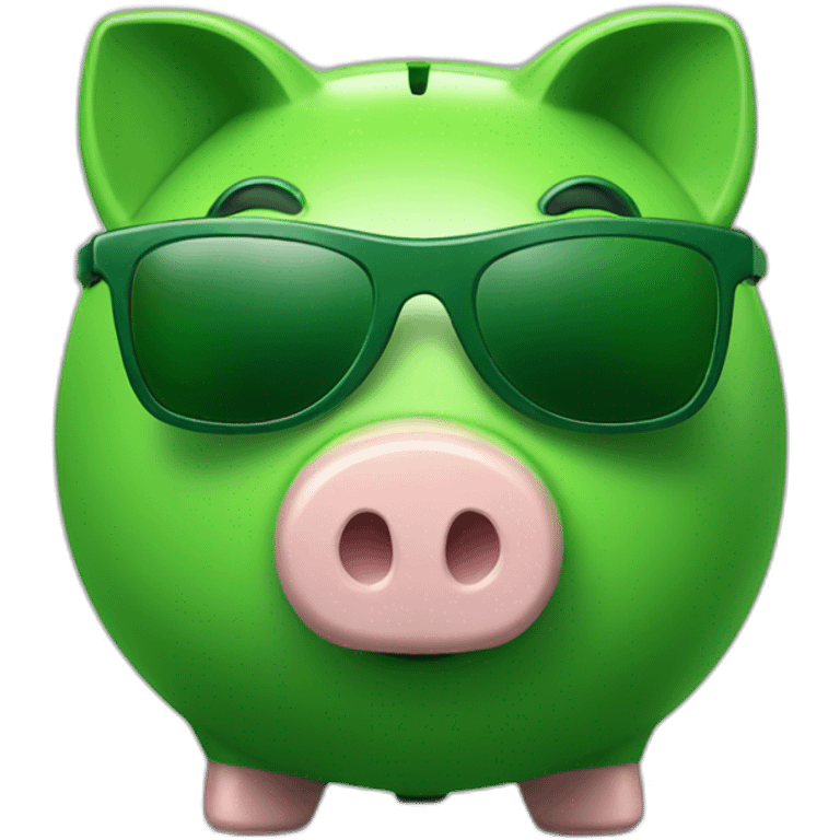 green piggybank with green sunglasses emoji