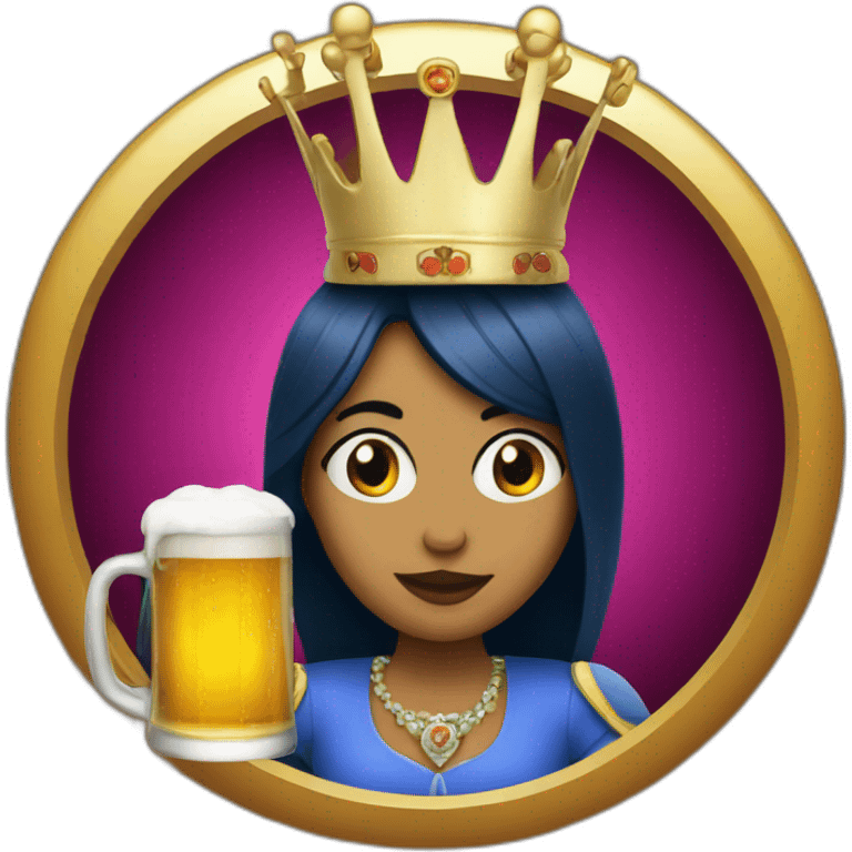 Queen drinking beer emoji