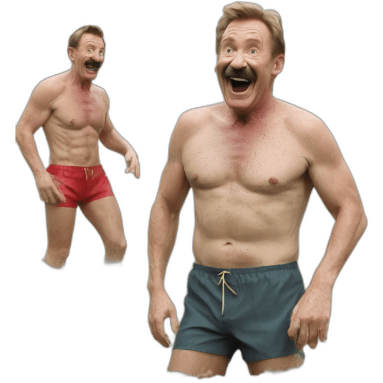 Chuckle Brothers swimming trunks mud fight party emoji