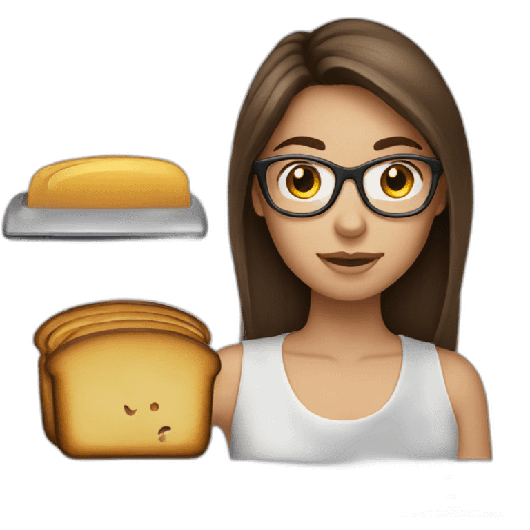 brown hair girl with glasses forgetting toaster emoji