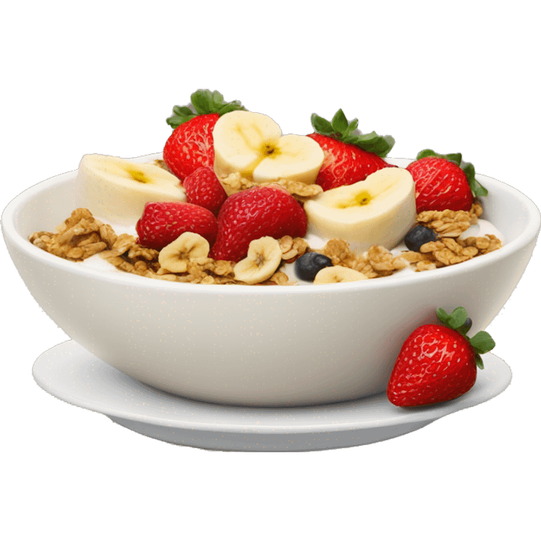 yogurt bowl with strawberries and bananas and granola  emoji