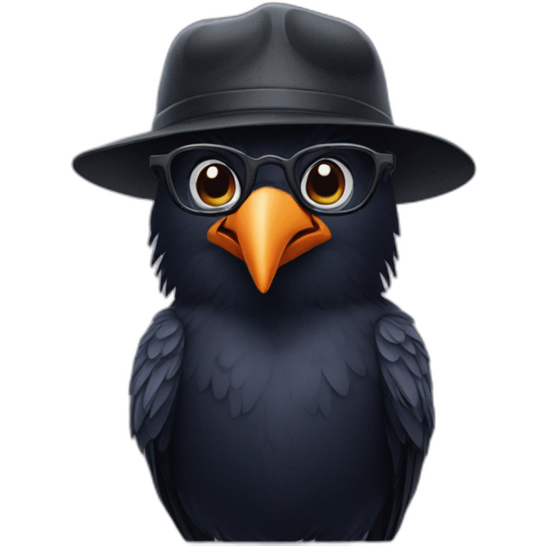 Crow with glasses and blackbaseball hat emoji