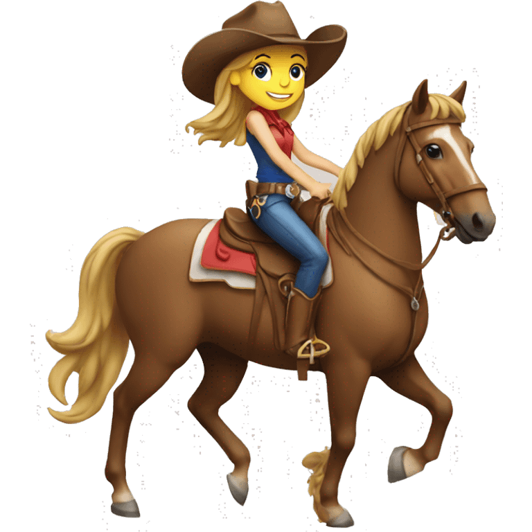 Cowgirl riding horse 4th july emoji