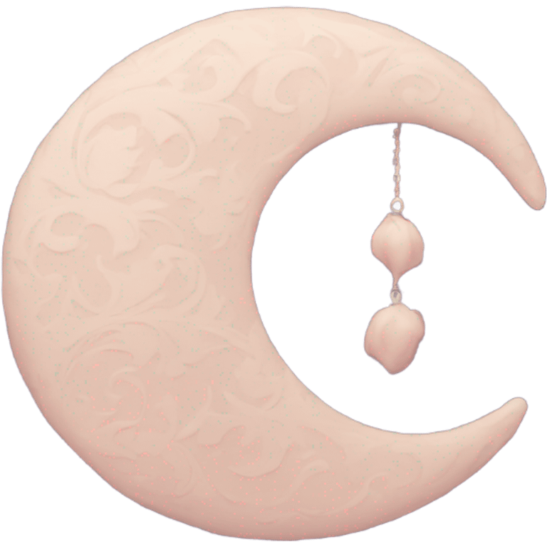 crescent damask moon with roses emoji