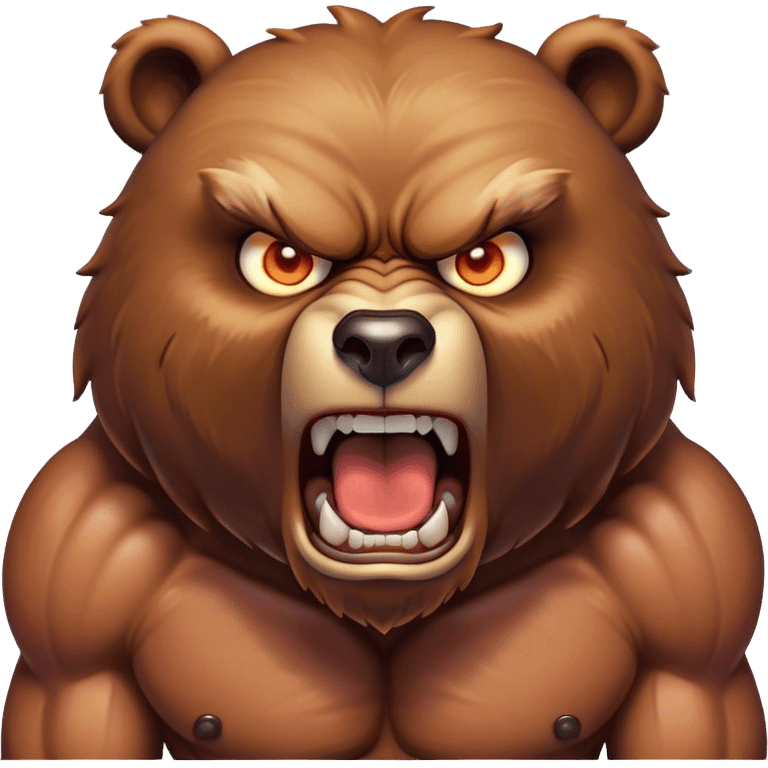 angry buff bear with human like muscles screaming with glowing eyes emoji