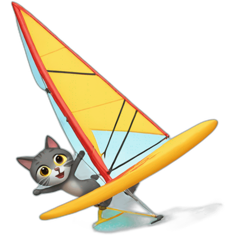 Cat doing windsurfing emoji