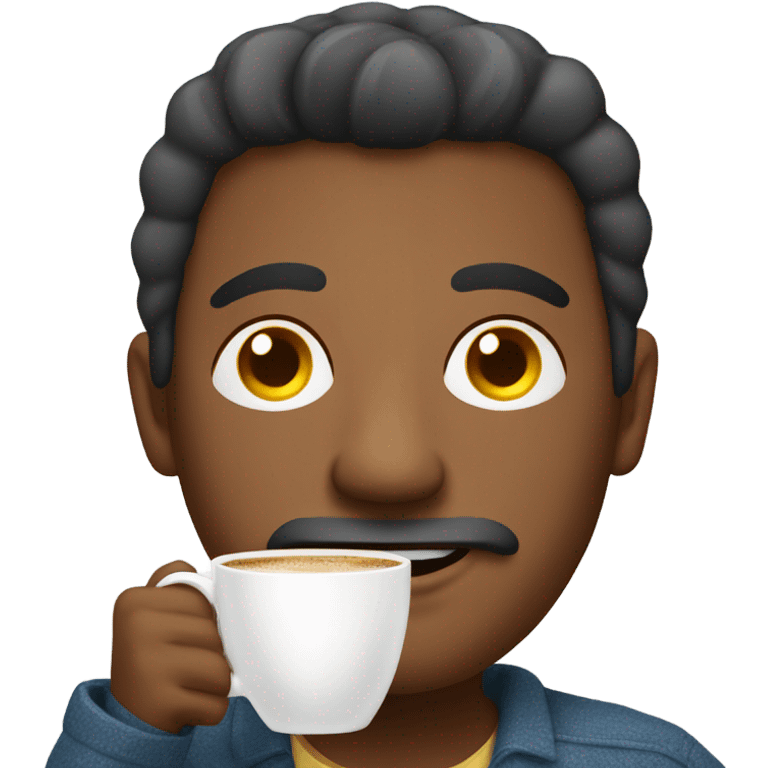 Colombian guy sitting on a chair drinking a coffee emoji