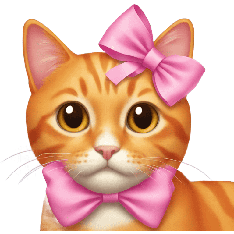 orange cat with pink bow emoji