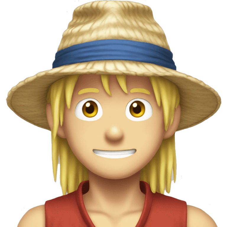 Luffy with long blonde hair and hat emoji