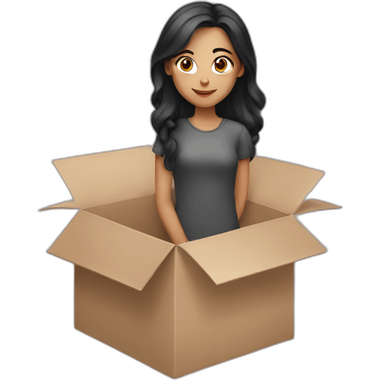 Girl with dark hair in box emoji