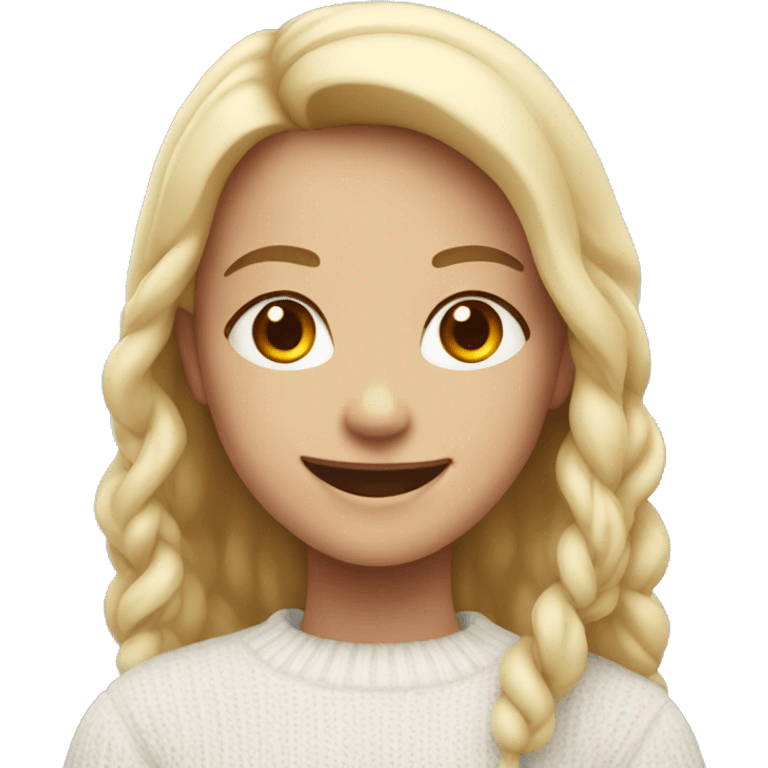 smiling girl in white sweater emoji