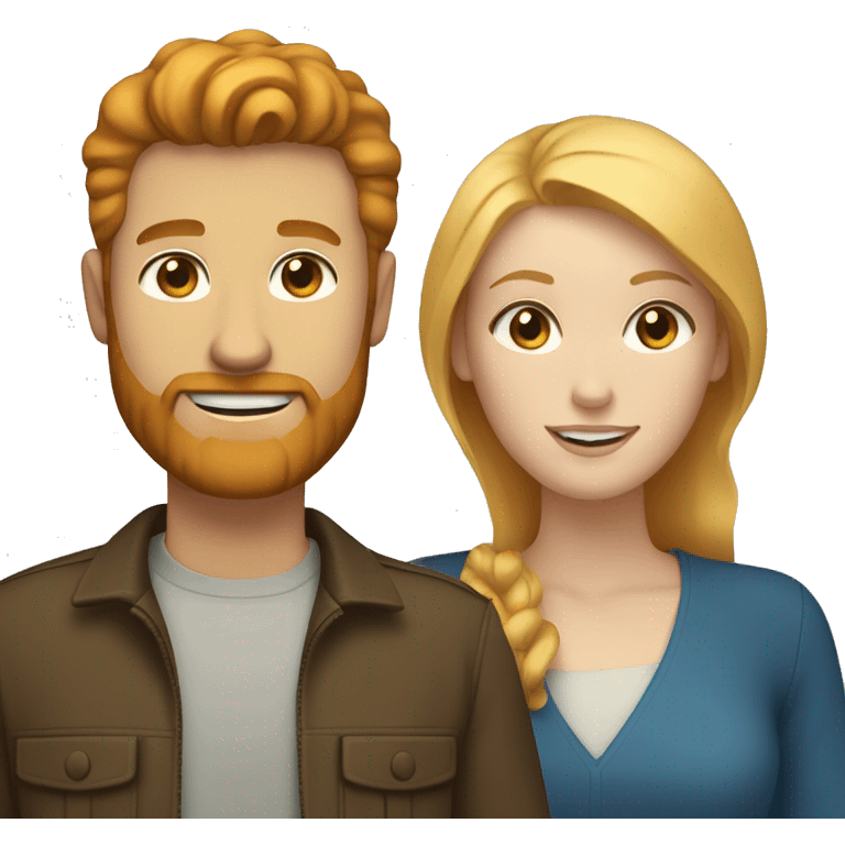 Couple white man with ginger hair and beard and a white woman with blonde hair and blue eyes  emoji