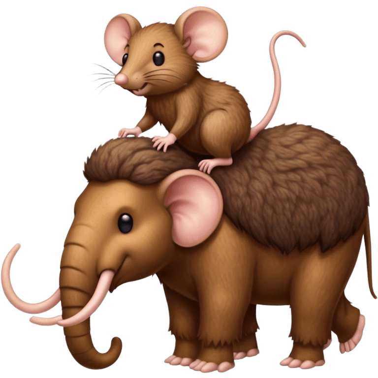 Wooly mouse riding on a wooly mammoth emoji