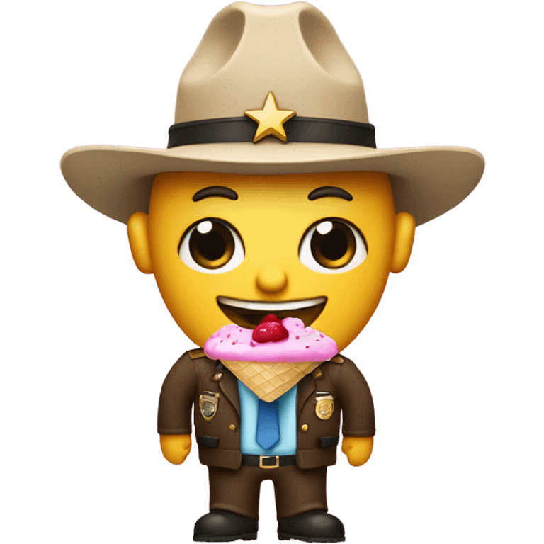 A alive Tv with sheriff hat and a ice cream cone for a shirt emoji