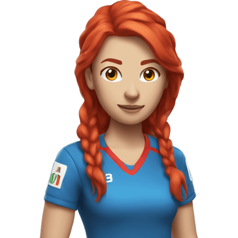 a female esports coach with red hair and blue shirt.  emoji