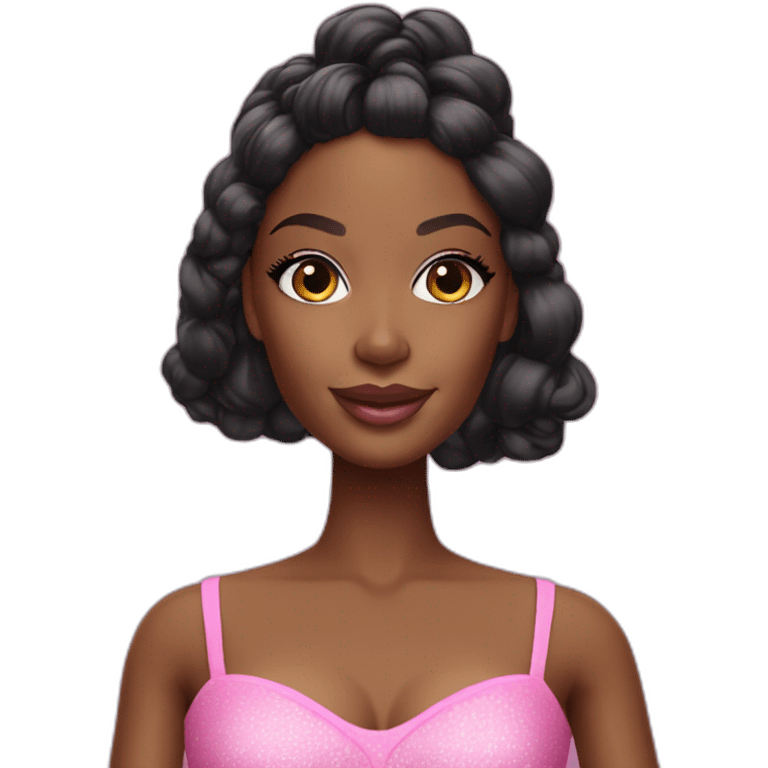 black barbie with drink emoji