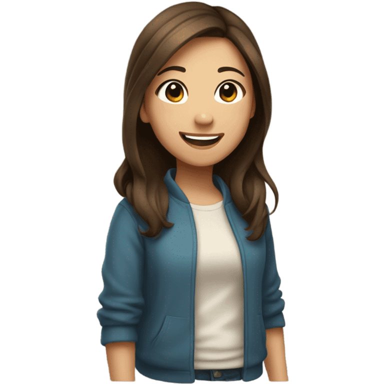 Asian girl with brown hair smiling emoji