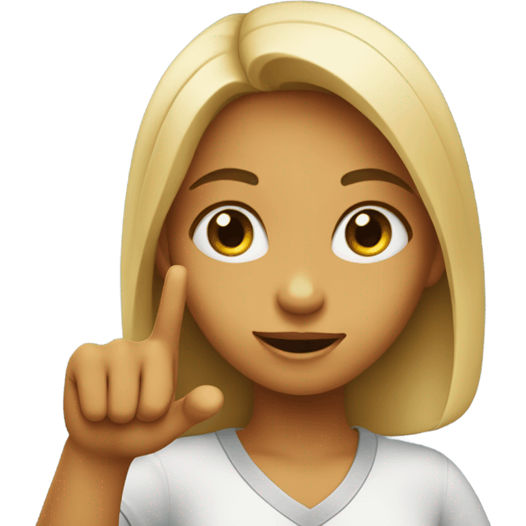 Girl holding up finger emoji