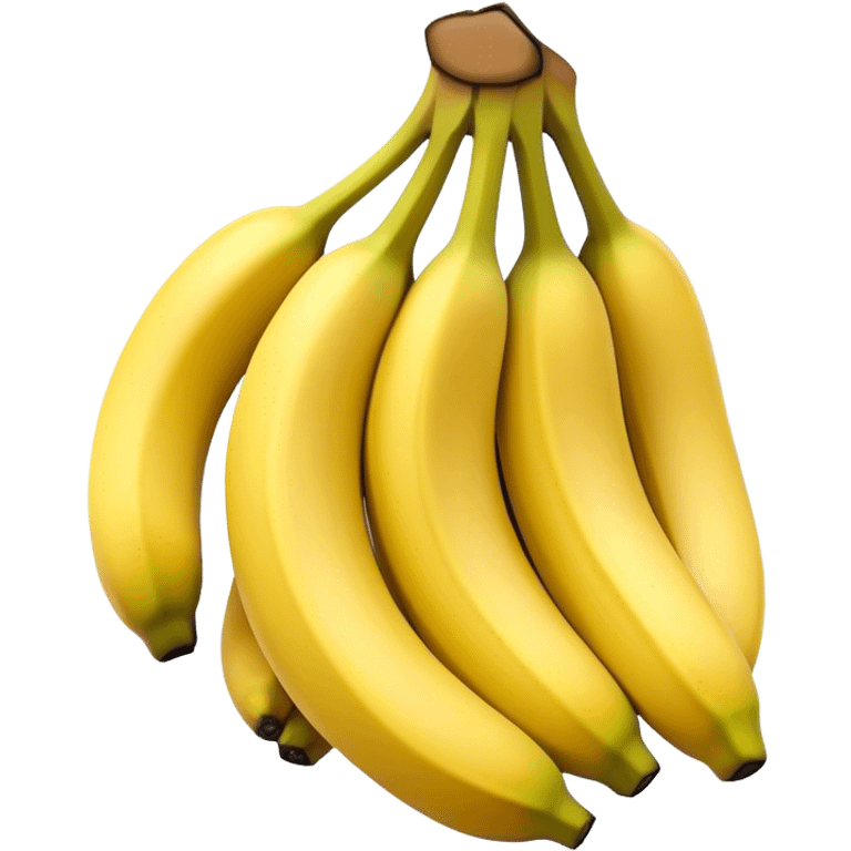 Cinematic bright yellow bananas, smooth peel with gentle curves, slightly ripened, stacked in a charming bunch, warm glowing background, soft and inviting. emoji