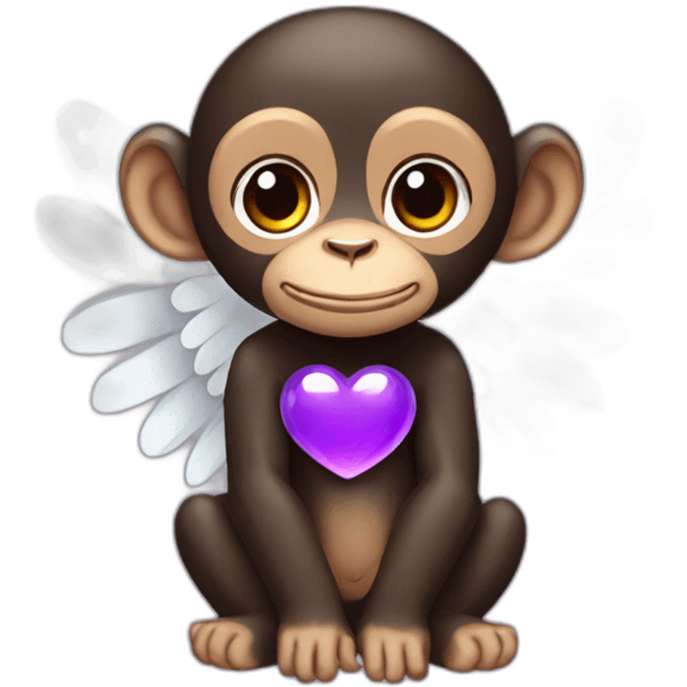 chimpanzee angel with a purple heart emoji