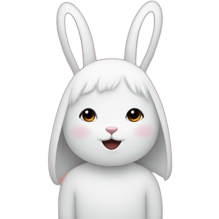 white rabbit with a little girl with black bangs emoji