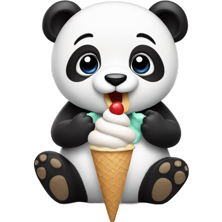 Panda eating ice cream emoji