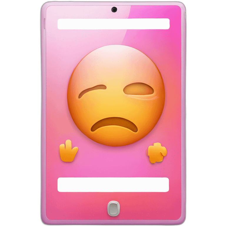 tablet device with video player in pink and orange emoji