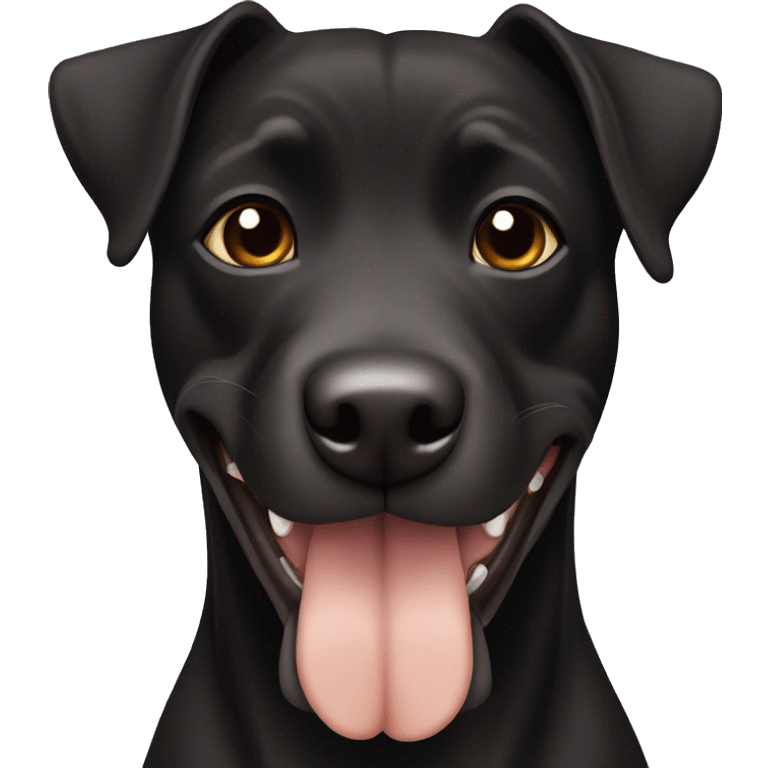 A black Patterdale Terrier dog with a white patch on its chest and brown eyes.  emoji